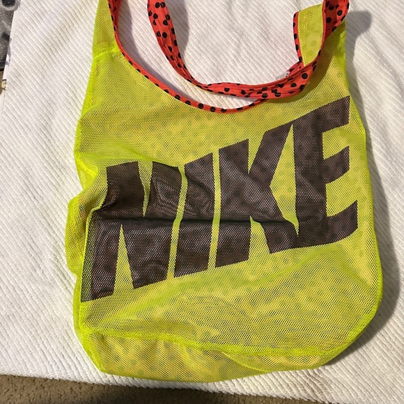 Nike Neon Yellow Mesh Tote with Red Accents - Picture 1 of 1